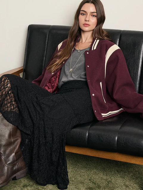 Quilting Vintage Varsity Bomber Jacket