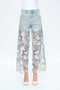 BAYEAS - HIGH RISE WIDE LEG JEANS WITH LACE SPLICED BLUE-Fashion-BAYEAS-LESLEY BLUE-26-Urbanheer