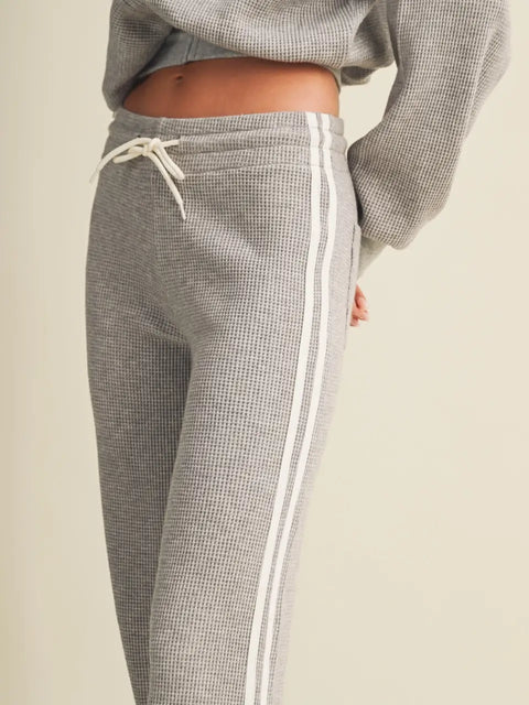 Side Stripe Cozy Waffle Knit Pants