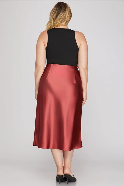 Satin Bias Midi Skirt Plus size
