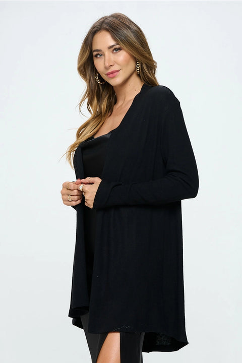 Brushed Knit Draped Cardigan
