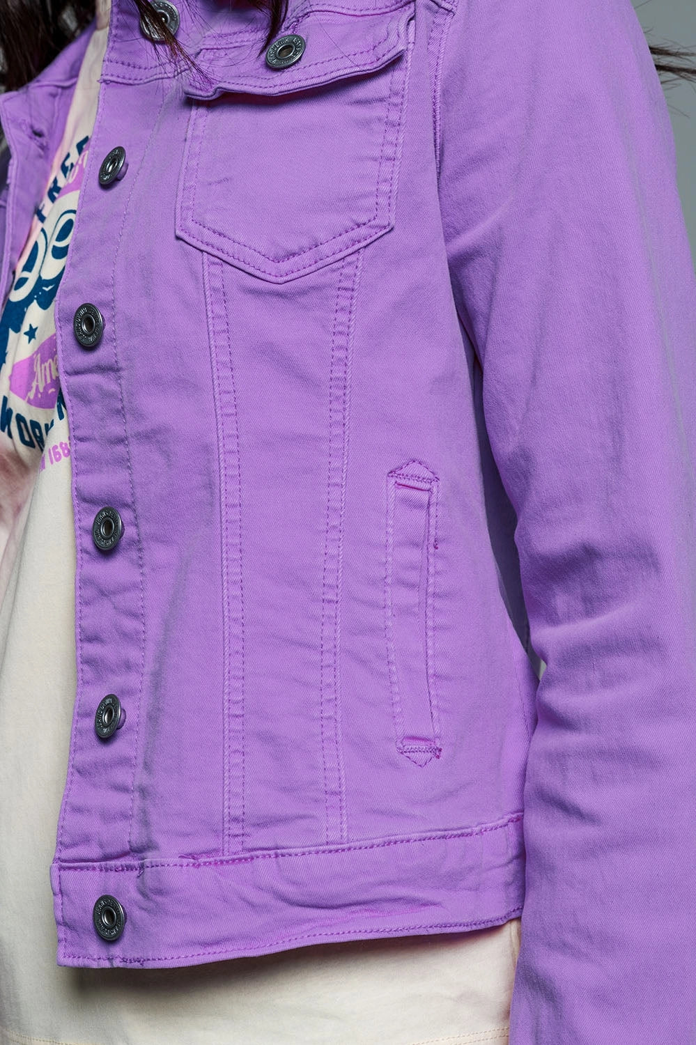 Slim Denim Trucker Jacket In Lilac-Jacket-Q2-S-Lilac-Urbanheer