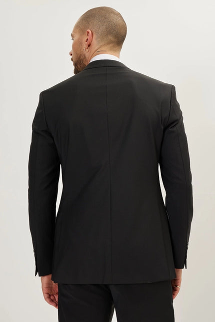 Super 120S Merino Wool Single Breasted Suit - Jet Black-Suit Jacket and Pants-Ron Tomson-Urbanheer