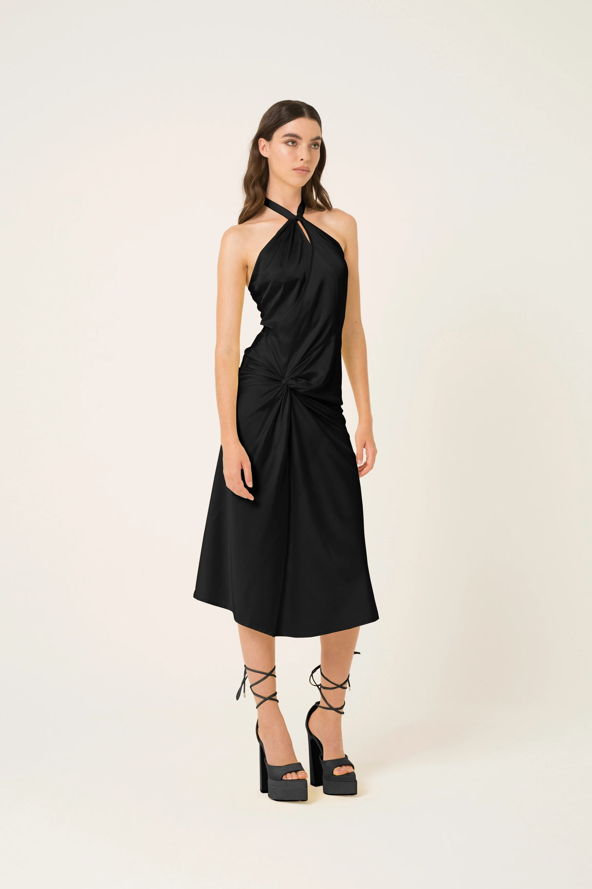 Serena Halter Neck Satin Midi Dress-Clothing - Women-Amy Lynn-S-Black-Urbanheer
