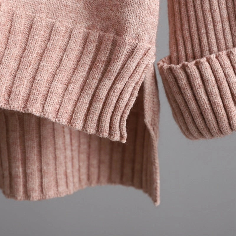 Trendy Semi-High Collar Sweater and Pant-Sets-Blak Wardrob-One Size-Pink-Urbanheer