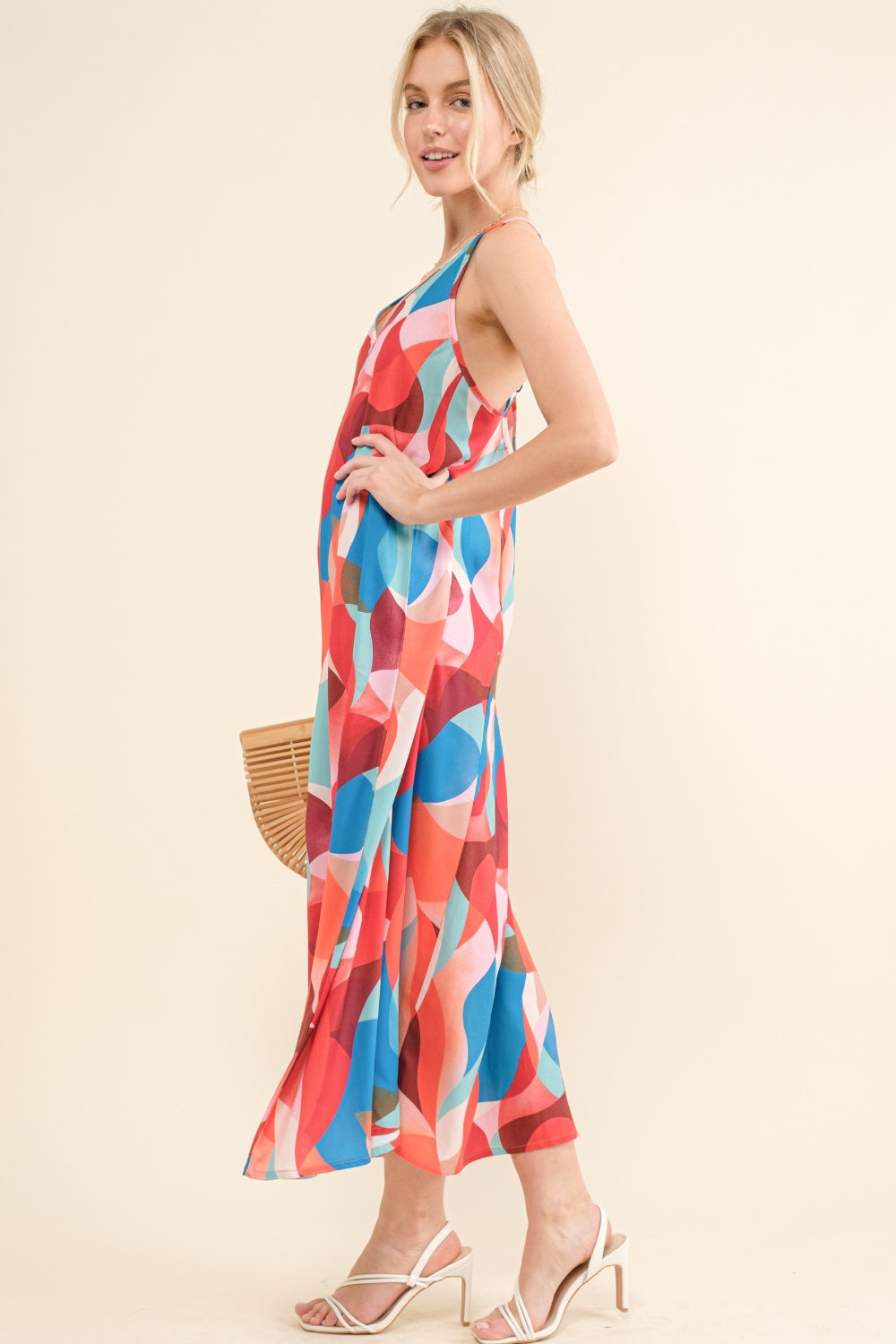 And The Why Printed Crisscross Back Cami Dress-Street 360-Blue Multi-S-Urbanheer