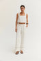 Devin Contrast Stitch Cropped Top & Pants Linen Set