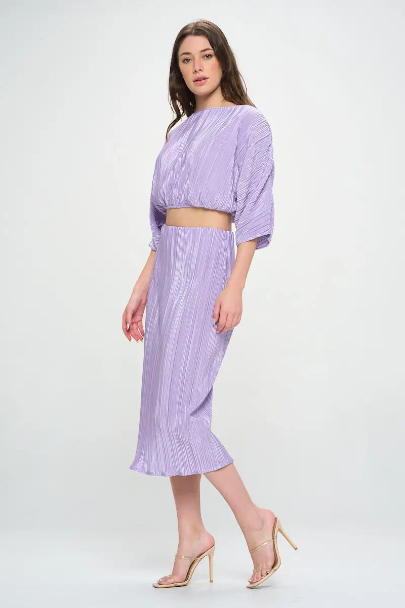 Vibrant Plisse Scoop Neck Crop Top-Renee C.-S-Urbanheer