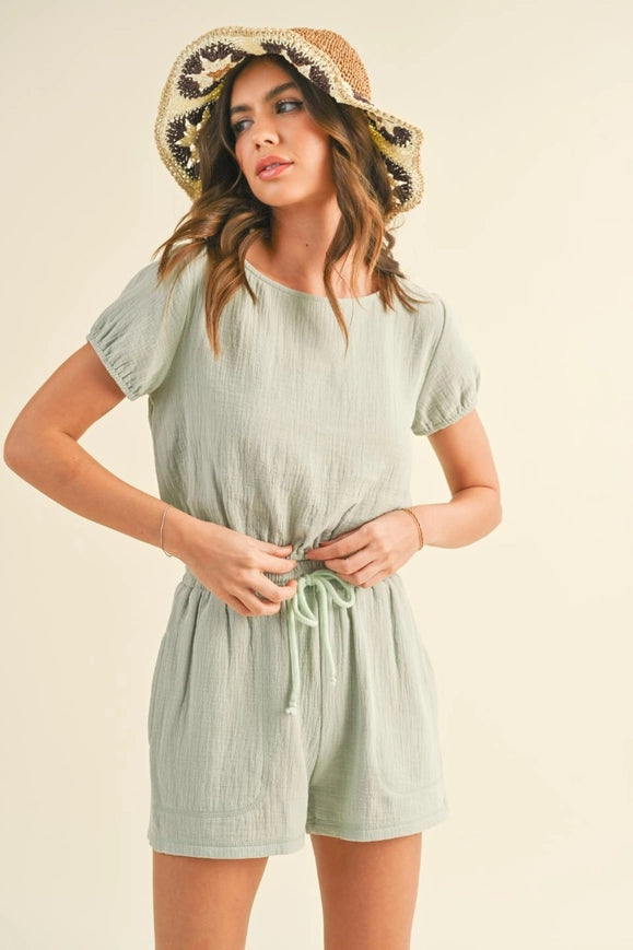 Cotton Gauze Short Set Sage-Set-Kimberly C-S-Urbanheer