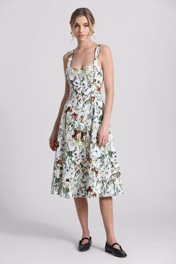 Botanical Printed Cotton Fit-N-Flare Midi Dress-dress-Avec Les Filles-6-Urbanheer