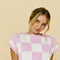 Hannah Loose Fit Checker Knit Top Pink-TOP-Papermoon-Pink-S-Urbanheer