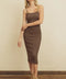 Straight Neck Ribbed Bodycon Dress Mocha-Dress-Dress Forum-S-Urbanheer