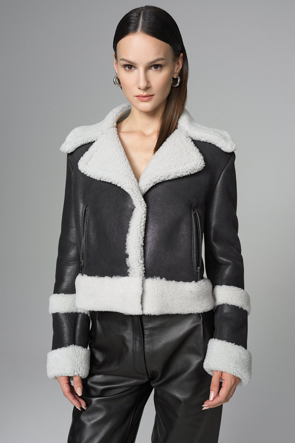 2in1 Black Shearling Fur Overcoat-Fur Coats-Buy Me Fur Ltd-Black-XS-Genuine Lamb Fur-Urbanheer