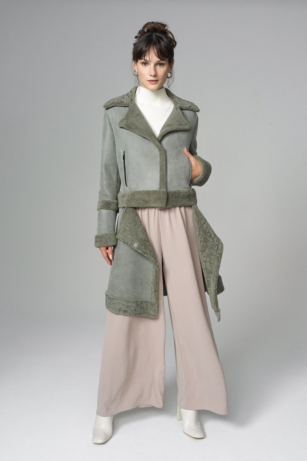 2in1 Mint Shearling Fur Overcoat-Fur Coats-Buy Me Fur Ltd-Mint-XS-Genuine Lamb Fur-Urbanheer