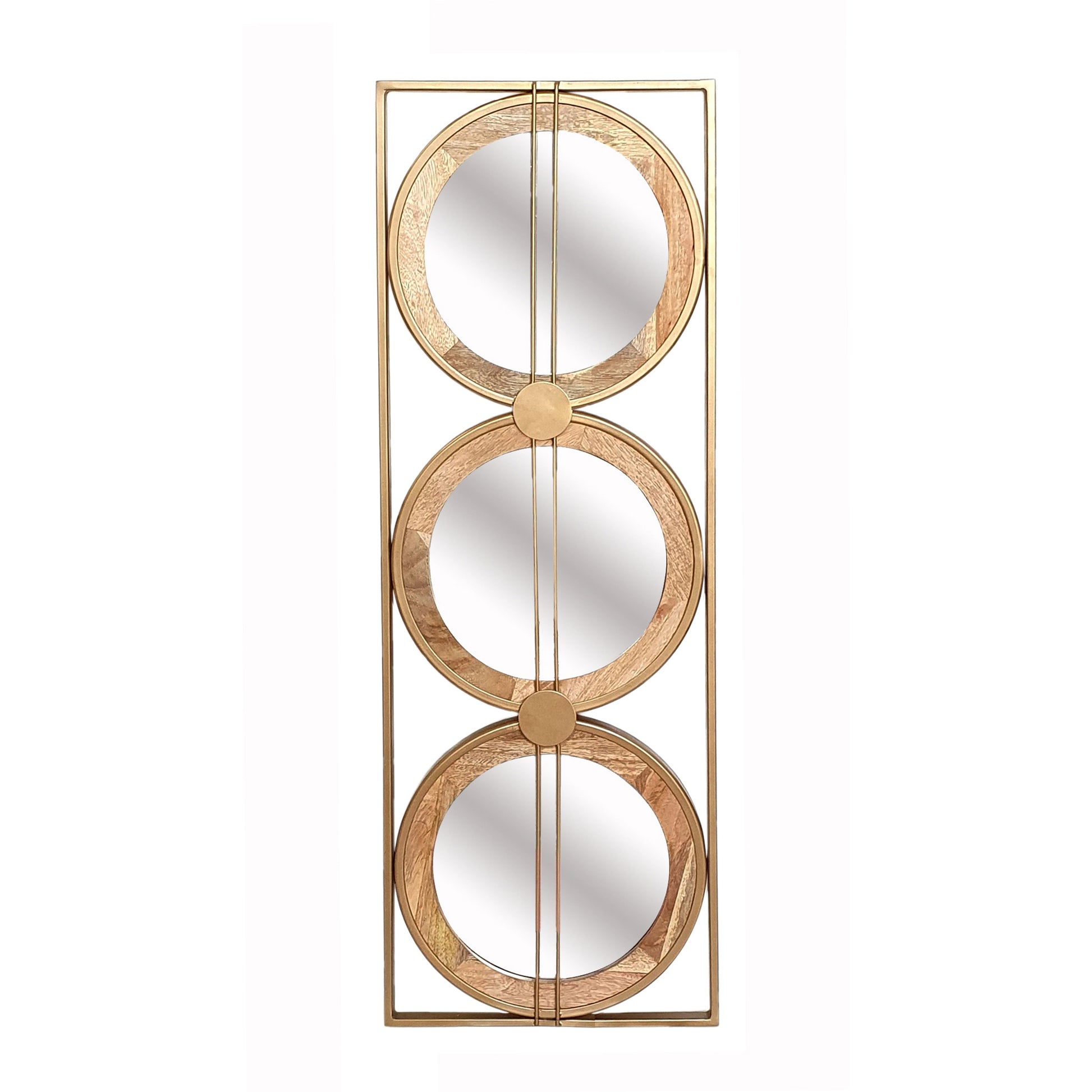 3 Mirror Piece Wall Mirror in Gold Rectangular Frame, Home Wall Decor for Bedroom Living Room,-UH Decor-Default-Urbanheer