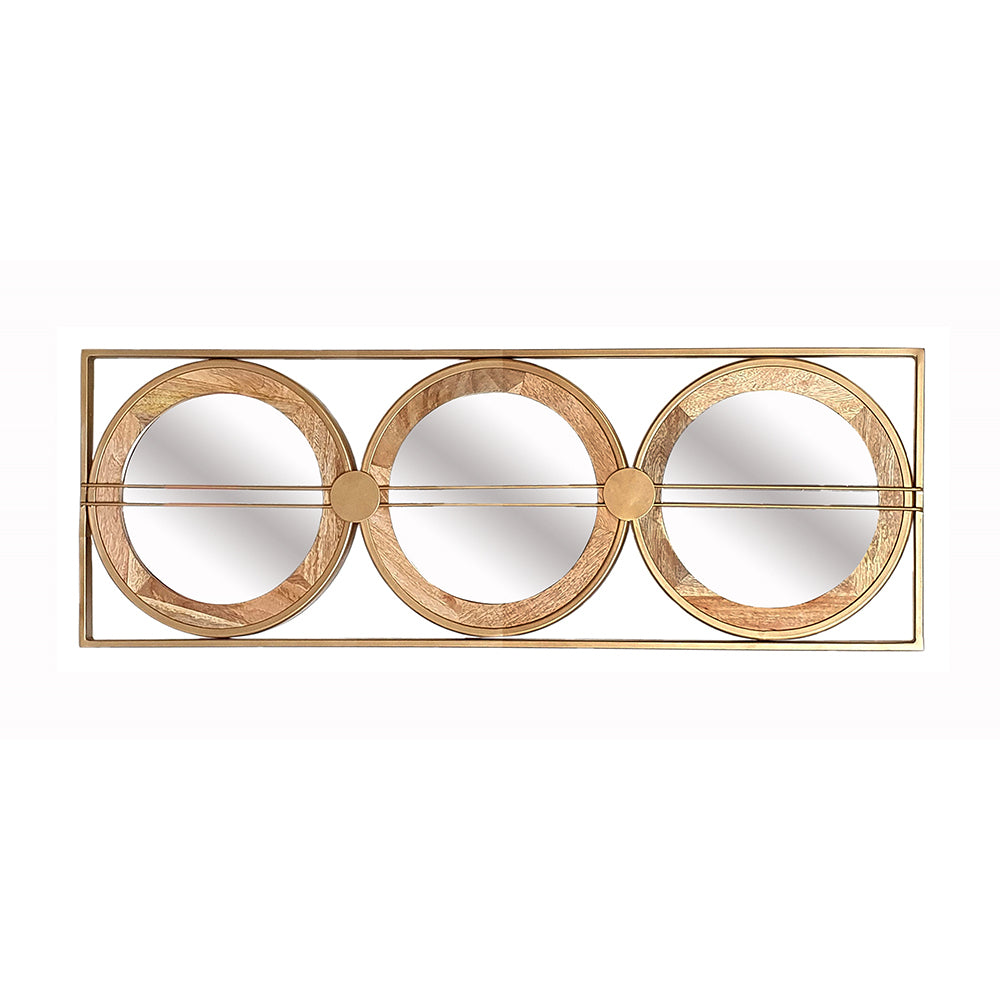 3 Mirror Piece Wall Mirror in Gold Rectangular Frame, Home Wall Decor for Bedroom Living Room,-UH Decor-Default-Urbanheer