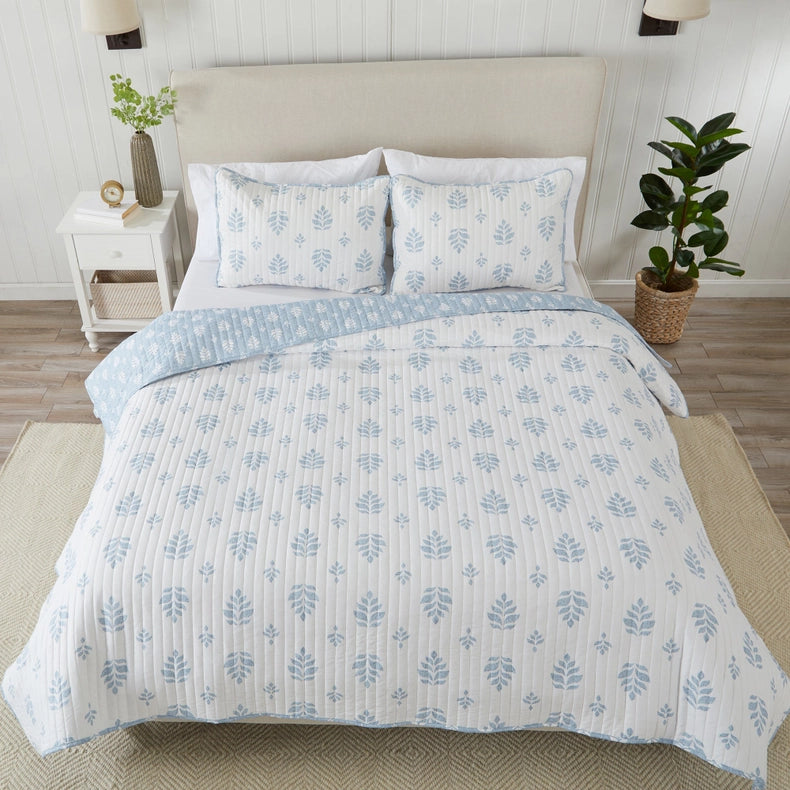 3-Piece French Floral Quilt - Colette Collection-Set-BH Collective-Full / Queen-Colette - Blue-Urbanheer