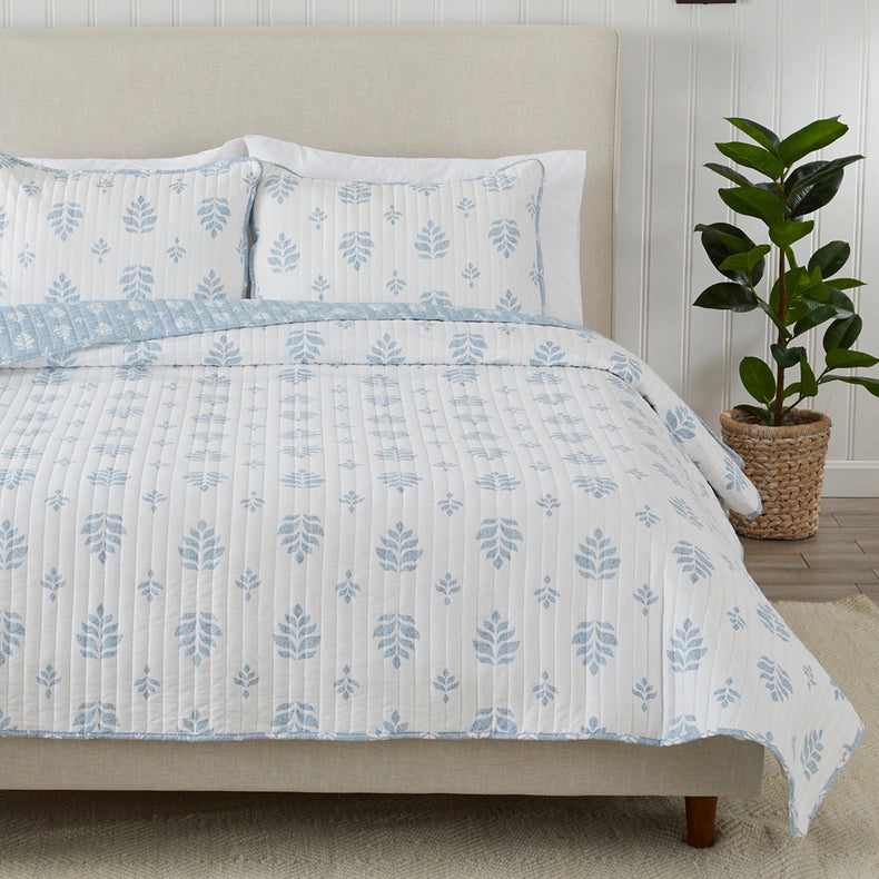 3-Piece French Floral Quilt - Colette Collection-Set-BH Collective-Full / Queen-Colette - Blue-Urbanheer