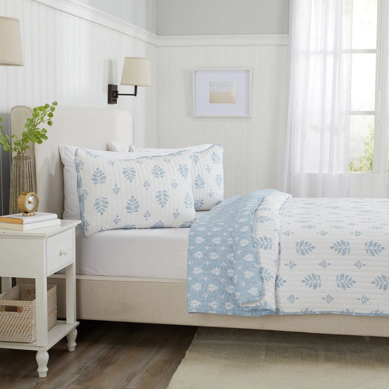 3-Piece French Floral Quilt - Colette Collection-Set-BH Collective-Full / Queen-Colette - Blue-Urbanheer
