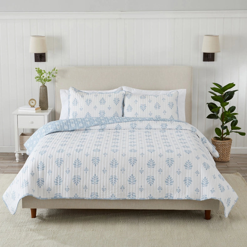 3-Piece French Floral Quilt - Colette Collection-Set-BH Collective-Full / Queen-Colette - Blue-Urbanheer
