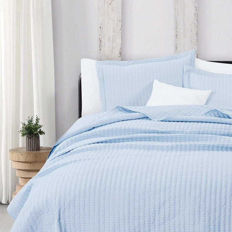 3-Piece Solid Quilt - Alicia Collection Baby Blue-Set-BH Collective-Full / Queen-Baby Blue-Urbanheer