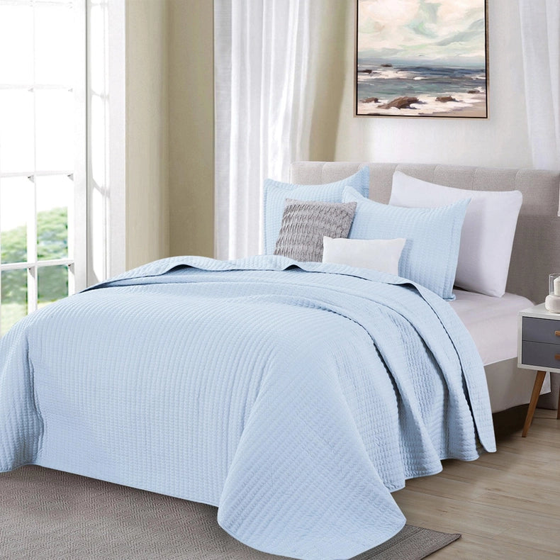 3-Piece Solid Quilt - Alicia Collection Baby Blue-Set-BH Collective-Full / Queen-Baby Blue-Urbanheer