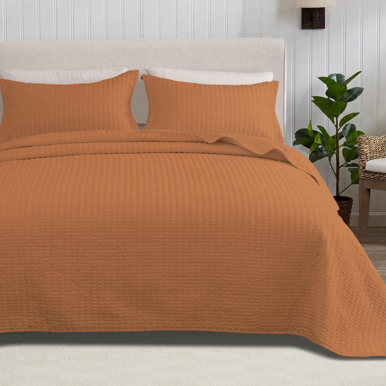 3-Piece Solid Quilt - Alicia Collection Copper-Set-BH Collective-Full / Queen-Copper-Urbanheer