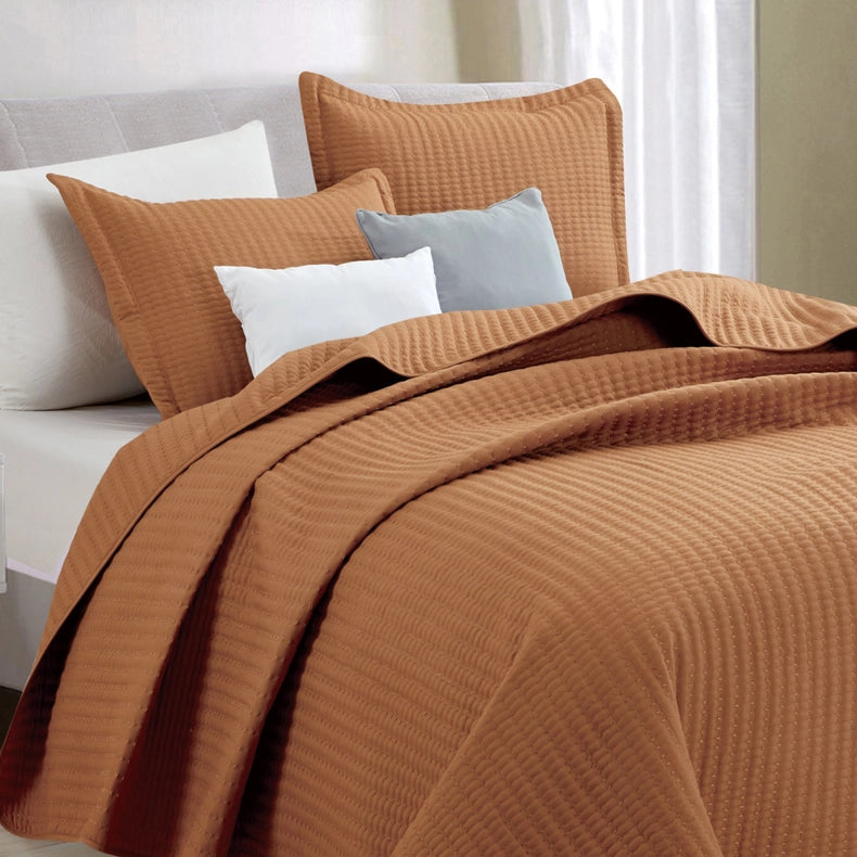 3-Piece Solid Quilt - Alicia Collection Copper-Set-BH Collective-Full / Queen-Copper-Urbanheer