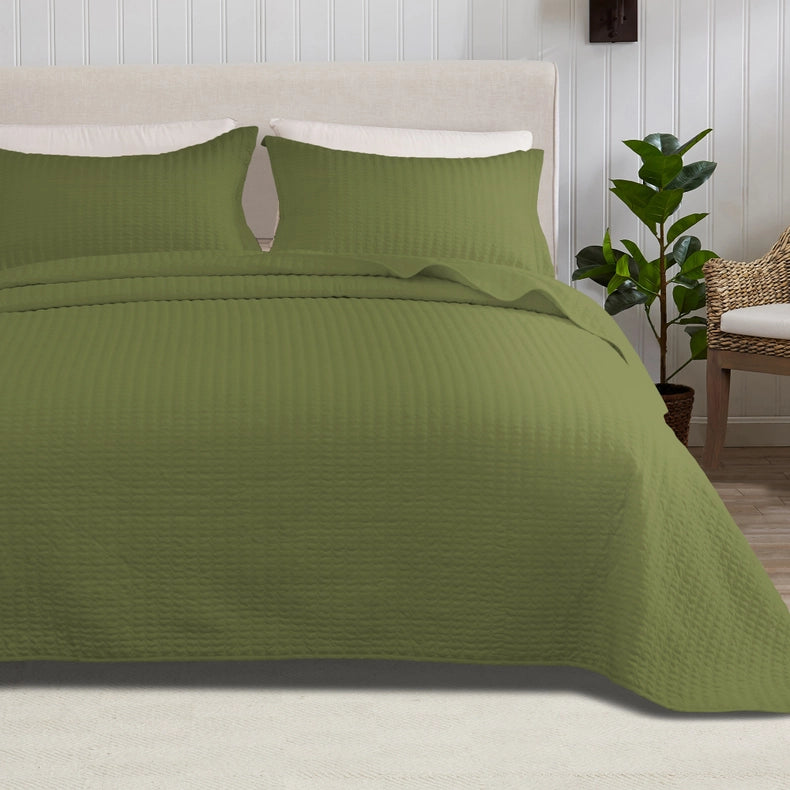 3-Piece Solid Quilt - Alicia Collection Evergreen-Set-BH Collective-Full / Queen-Evergreen-Urbanheer