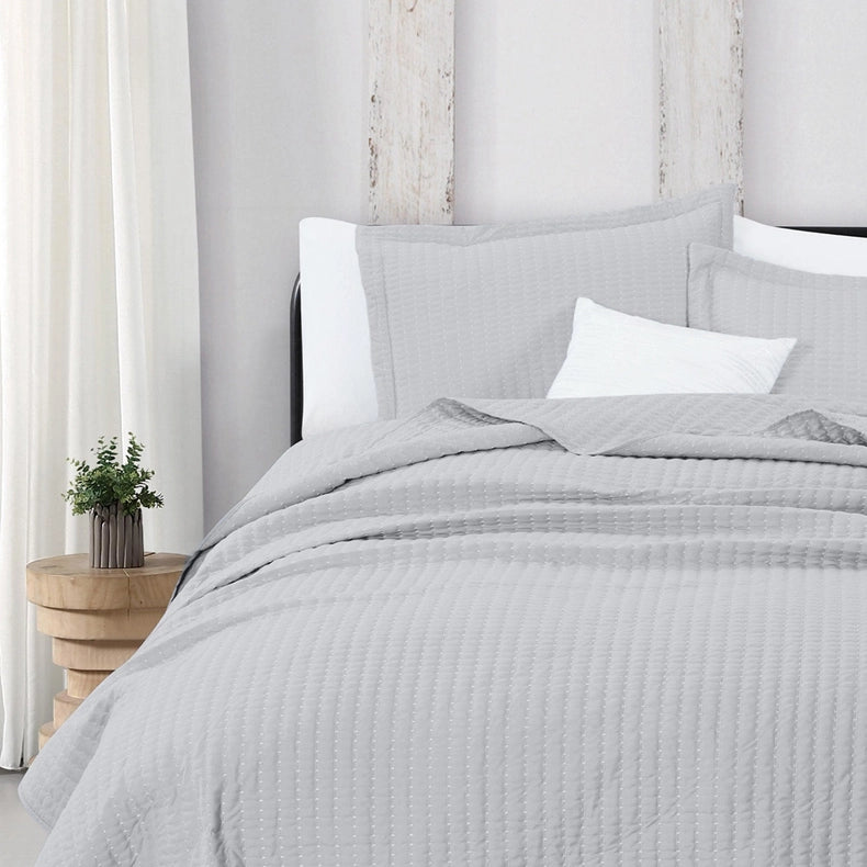 3-Piece Solid Quilt - Alicia Collection Light Gray-Set-BH Collective-Full / Queen-Light Gray-Urbanheer