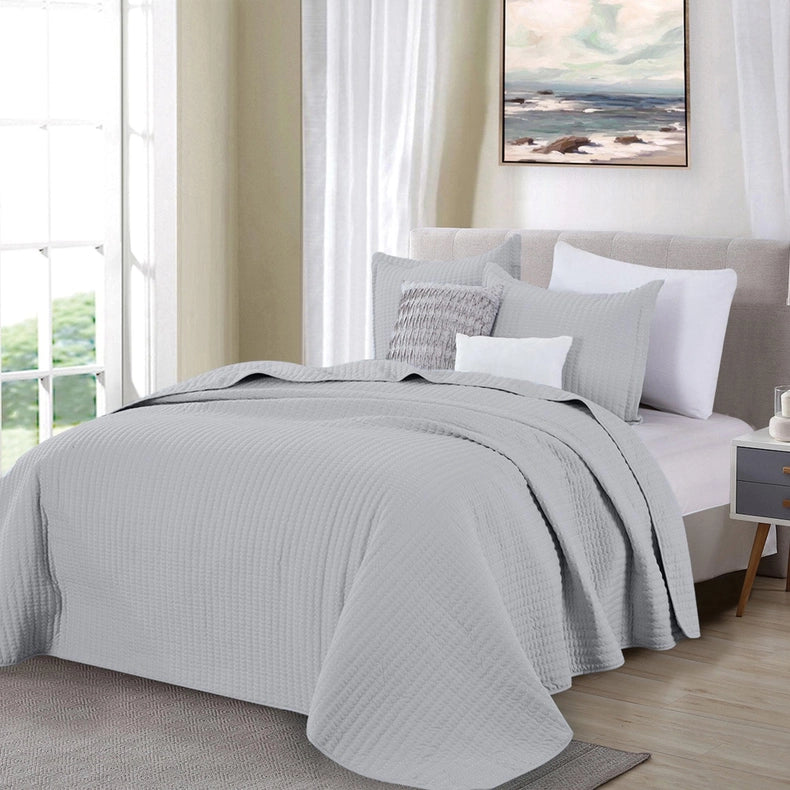 3-Piece Solid Quilt - Alicia Collection Light Gray-Set-BH Collective-Full / Queen-Light Gray-Urbanheer