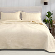 3-Piece Solid Quilt - Alicia Collection Oatmeal-Set-BH Collective-Full / Queen-Oatmeal-Urbanheer
