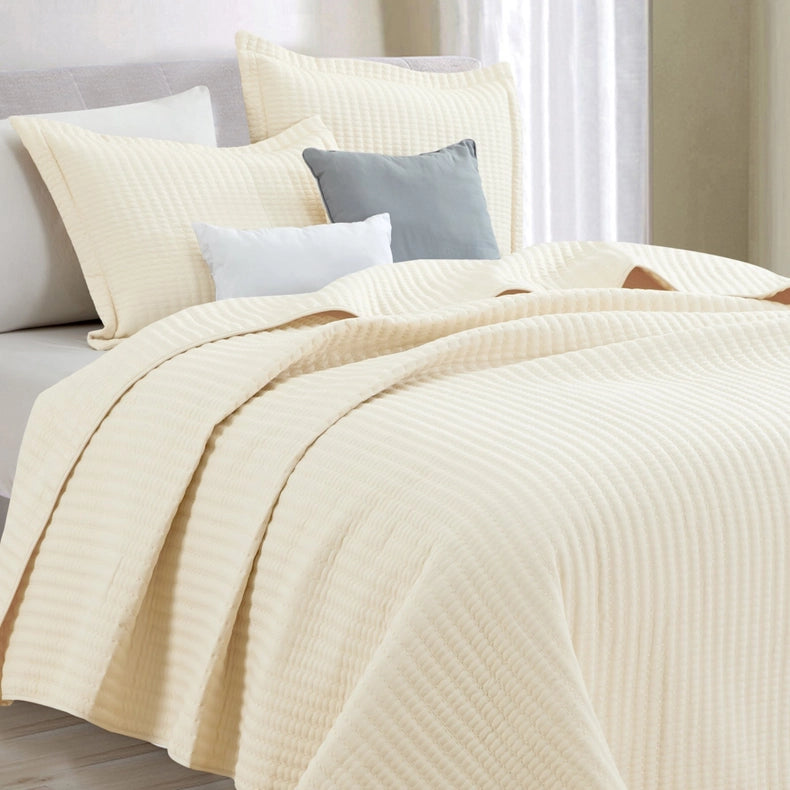 3-Piece Solid Quilt - Alicia Collection Oatmeal-Set-BH Collective-Full / Queen-Oatmeal-Urbanheer