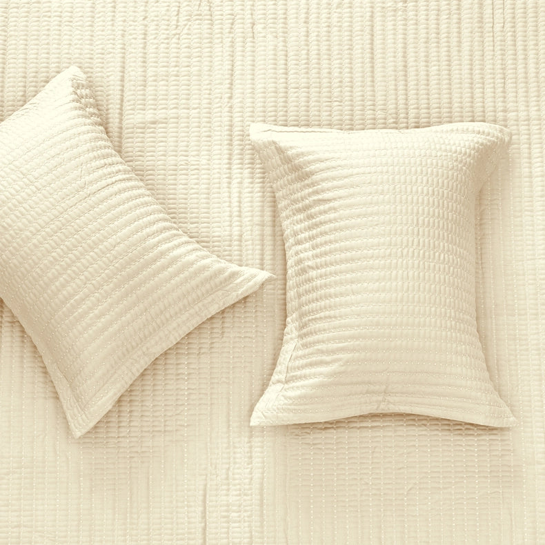3-Piece Solid Quilt - Alicia Collection Oatmeal-Set-BH Collective-Full / Queen-Oatmeal-Urbanheer