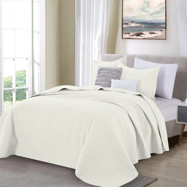 3-Piece Solid Quilt - Alicia Collection Whisper White-Set-BH Collective-Full / Queen-Whisper White-Urbanheer