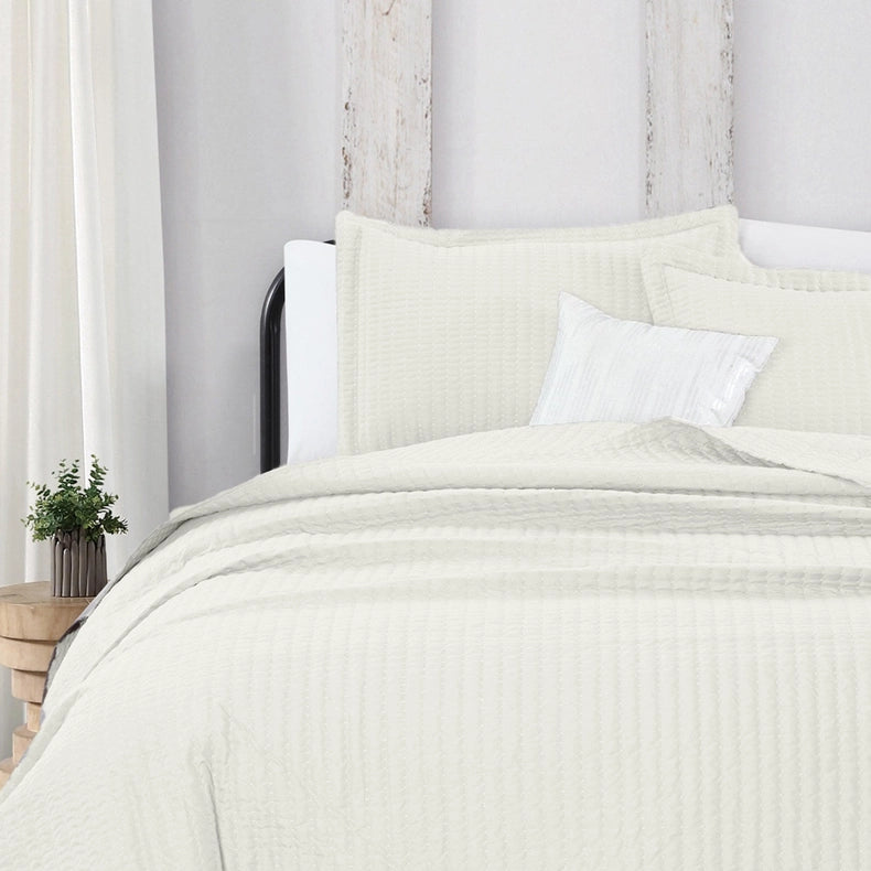 3-Piece Solid Quilt - Alicia Collection Whisper White-Set-BH Collective-Full / Queen-Whisper White-Urbanheer
