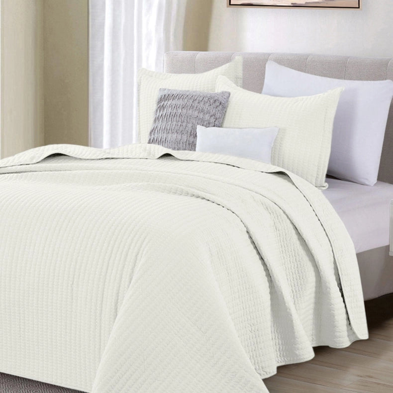 3-Piece Solid Quilt - Alicia Collection Whisper White-Set-BH Collective-Full / Queen-Whisper White-Urbanheer