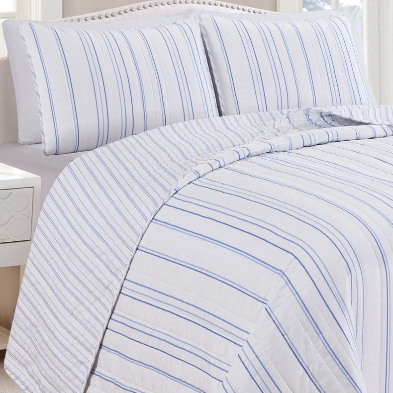 3-Piece Stripe Quilt | Katelyn Collection By Great Bay Home-Set-BH Collective-King-Blue-Urbanheer