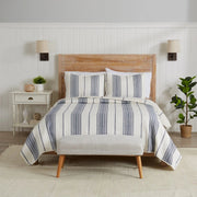3-Piece Stripe Quilt - Wesley Collection Navy-Set-BH Collective-Full / Queen-Wesley - White/Green-Urbanheer