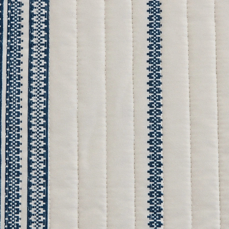 3-Piece Stripe Quilt - Wesley Collection Navy-Set-BH Collective-Full / Queen-Wesley - White/Green-Urbanheer