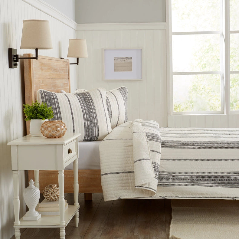 3-Piece Stripe Quilt - Wesley Collection-Set-BH Collective-Full / Queen-Grey-Urbanheer