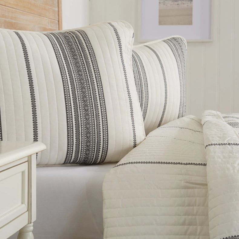 3-Piece Stripe Quilt - Wesley Collection-Set-BH Collective-Full / Queen-Grey-Urbanheer