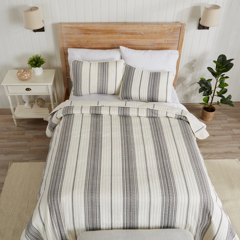 3-Piece Stripe Quilt - Wesley Collection-Set-BH Collective-Full / Queen-Grey-Urbanheer