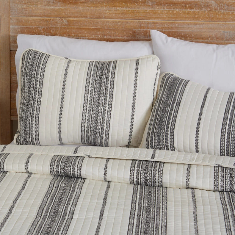 3-Piece Stripe Quilt - Wesley Collection-Set-BH Collective-Full / Queen-Grey-Urbanheer