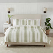 3-Piece Stripe Quilt - Wesley Collection Wesley - White/Green-Set-BH Collective-Full / Queen-Wesley - White/Green-Urbanheer
