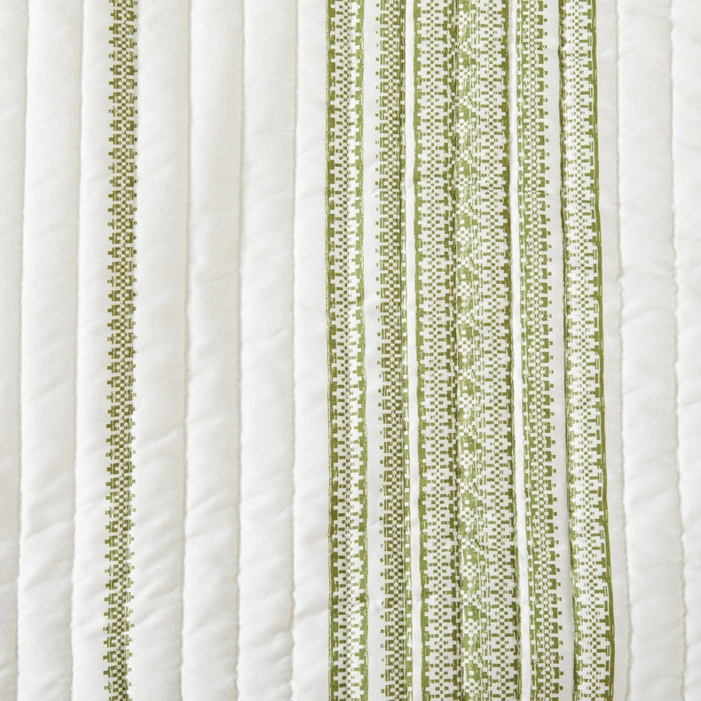 3-Piece Stripe Quilt - Wesley Collection Wesley - White/Green-Set-BH Collective-Full / Queen-Wesley - White/Green-Urbanheer