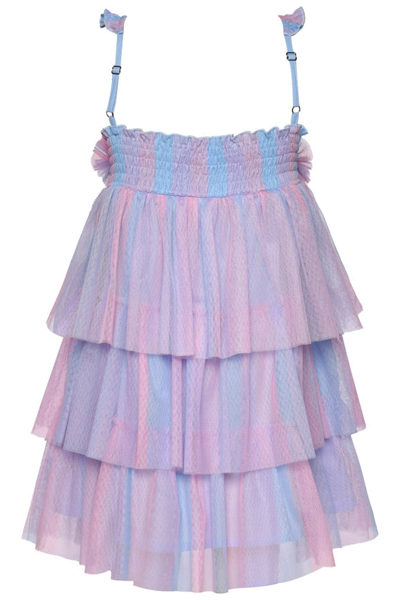 3-TIER Stripe Mesh Tutu Dress-Dress-Hannah Banana-12M-PINK MULTI-Urbanheer