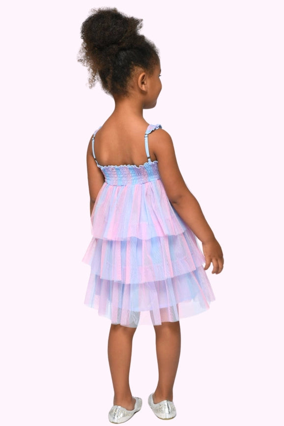 3-TIER Stripe Mesh Tutu Dress-Dress-Hannah Banana-12M-PINK MULTI-Urbanheer