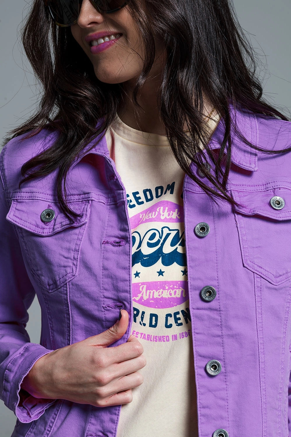 Slim Denim Trucker Jacket In Lilac-Jacket-Q2-S-Lilac-Urbanheer