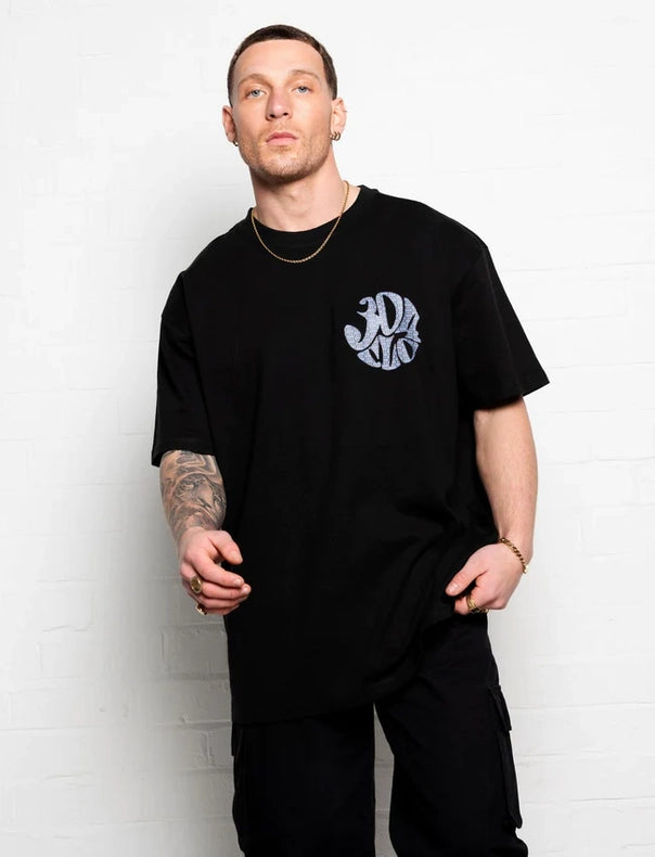 304 Mens Blue Tile T-Shirt Black-T-Shirts-304 Clothing-XS-Urbanheer